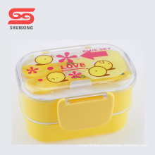 Food grade cute plastic kids bento lunch box with spoon fork